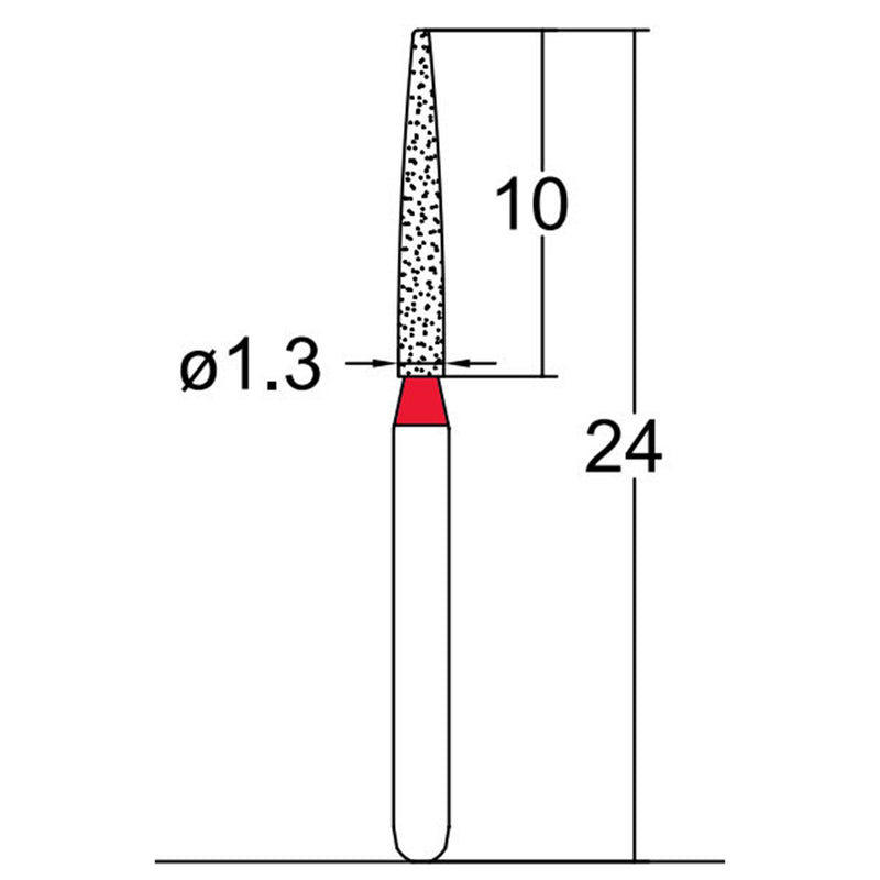 Cylindrical, Ogival End 1.3 mm Dia. Fine Grit Diamond Bur 5 per pack. 245.13F1