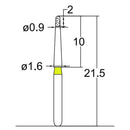 Torpedo, Long Neck 0.9 mm Dia. Extra Fine Grit Diamond Bur 5 per pack. 534.9EF1