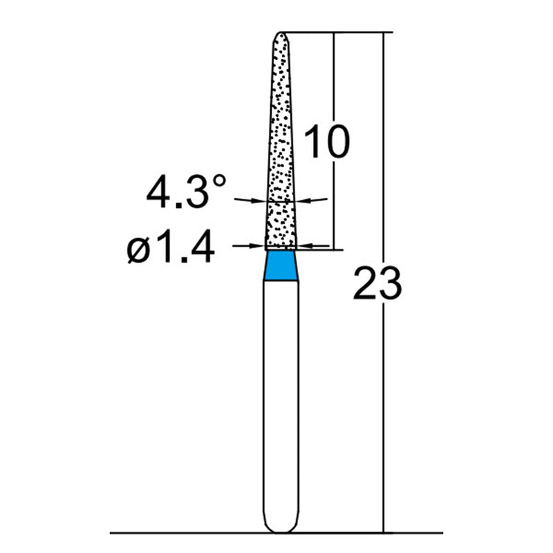 Torpedo, Conical 1.4 mm Dia. Medium Grit Diamond Bur 5 per pack. 294.14M4