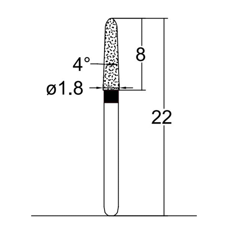 Torpedo, Conical 1.8 mm Dia. Extra Coarse Grit Diamond Bur 5 per pack. 294.18EC3
