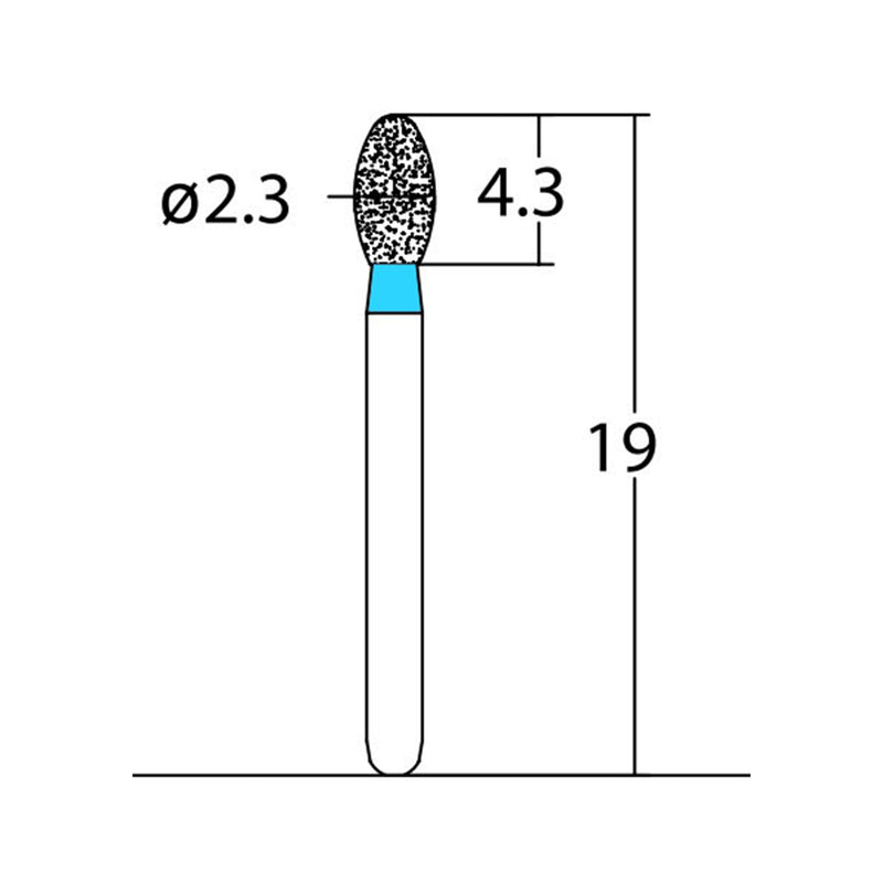 Egg 2.3 mm Dia. Medium Grit Diamond Bur 5 per pack. 277.23M1