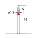 Cylindrical, Ogival End 1.2 mm Dia. Fine Grit Diamond Bur 5 per pack. 245.12F1