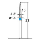 Torpedo, Conical 1.4 mm Dia. Medium Grit Diamond Bur 5 per pack. 294.14M4 - Osung USA