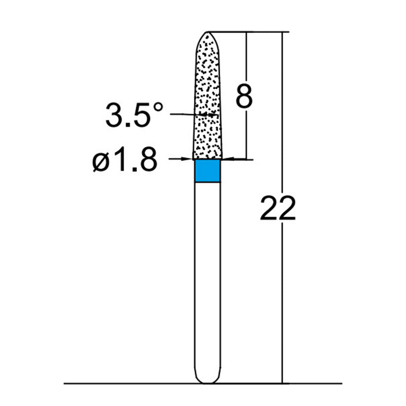 Torpedo, Conical 1.8 mm Dia. Medium Grit Diamond Bur 5 per pack. 294.18M2