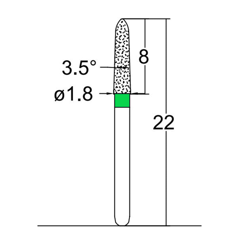 Torpedo, Conical 1.8 mm Dia. Coarse Grit Diamond Bur 5 per pack. 294.18C2