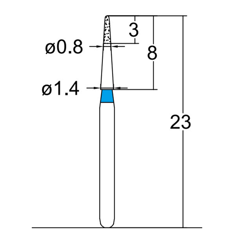 Needle Shaped, Short, Long Neck 0.8 mm Dia. Medium Grit Diamond Bur 5 per pack. 539.8M1