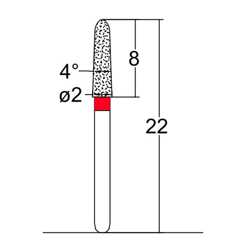 Torpedo, Conical 2 mm Dia. Fine Grit Diamond Bur 5 per pack. 294.20F1