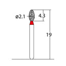 Egg 2.1 mm Dia. Fine Grit Diamond Bur 5 per pack. 277.21F1