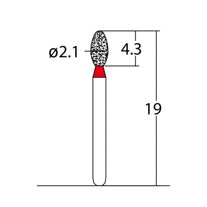 Egg 2.1 mm Dia. Fine Grit Diamond Bur 5 per pack. 277.21F1