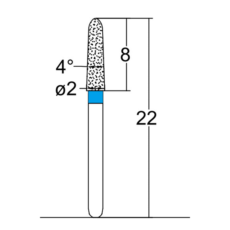 Torpedo, Conical 2 mm Dia. Medium Grit Diamond Bur 5 per pack. 294.20M1