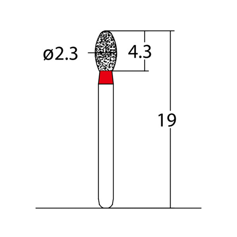 Egg 2.3 mm Dia. Fine Grit Diamond Bur 5 per pack. 277.23F1