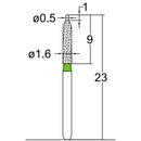 Cylindrical, Ogival End, Side Cutting Only 1.6 mm Dia. Coarse Grit Diamond Bur 5 per pack. 255.16C1