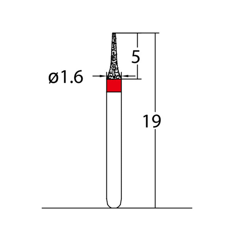 Interdental Bur 1.6 mm Dia. Fine Grit Diamond Bur 5 per pack. 465.16F1