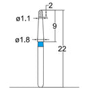 Torpedo, Long Neck 1.1 mm Dia. Medium Grit Diamond Bur 5 per pack. 534.11M1 - Osung USA