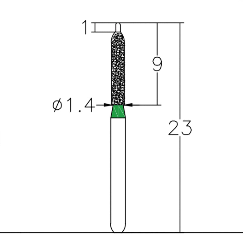 Cylindrical, Ogival End, Side Cutting Only 1.4 mm Dia. Coarse Grit Diamond Bur 5 per pack. 255.14C1