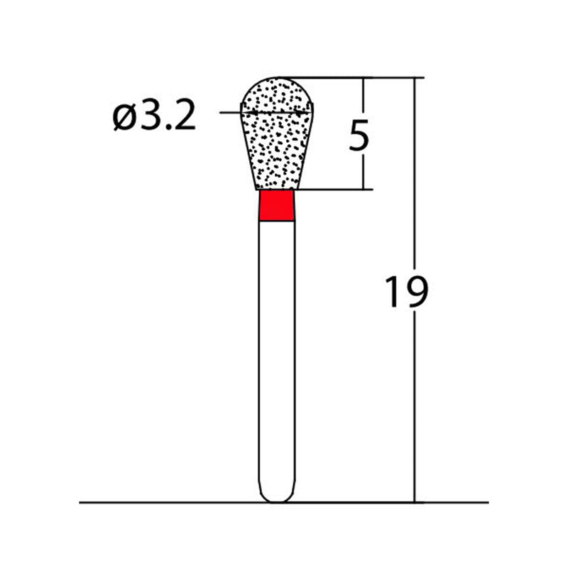 Pear 3.2 mm Dia. Fine Grit Diamond Bur 5 per pack. 237.32F1