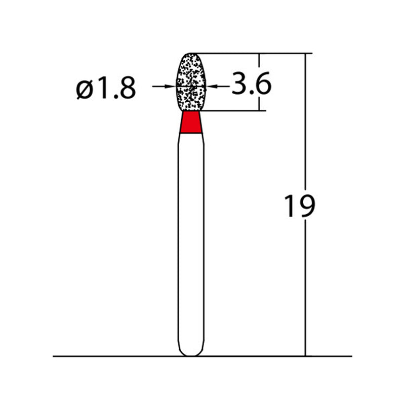 Egg 1.8 mm Dia. Fine Grit Diamond Bur 5 per pack. 277.18F1