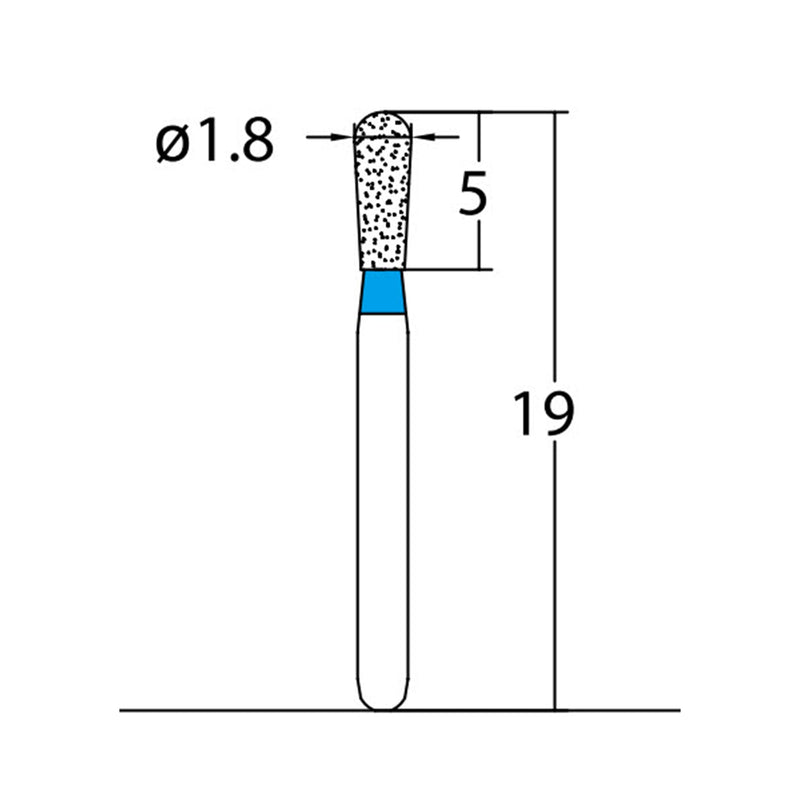 Pear 1.8 mm Dia. Medium Grit Diamond Bur 5 per pack. 237.18M2
