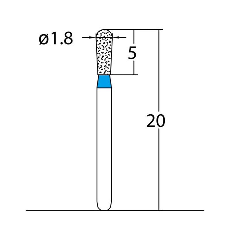 Pear 1.8 mm Dia. Medium Grit Diamond Bur 5 per pack. 237.18M3