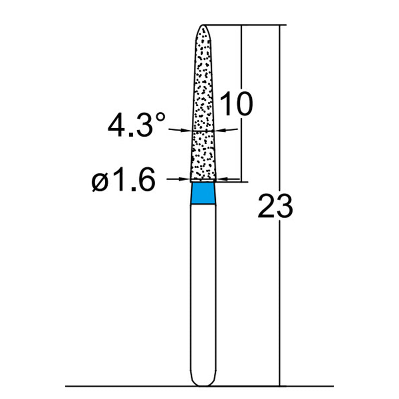 Torpedo, Conical 1.6 mm Dia. Medium Grit Diamond Bur 5 per pack. 294.16M4