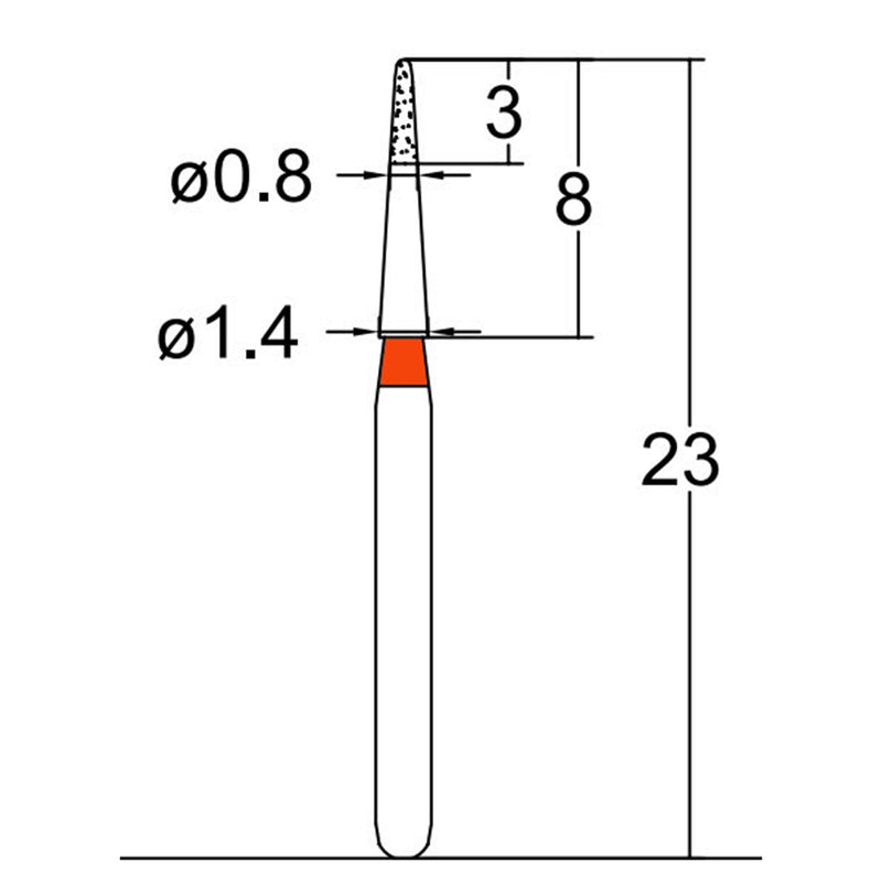 Needle Shaped, Short, Long Neck 0.8 mm Dia. Fine Grit Diamond Bur 5 per pack. 539.8F1