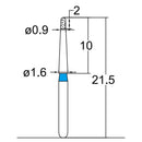 Torpedo, Long Neck 0.9 mm Dia. Medium Grit Diamond Bur 5 per pack. 534.9M1 - Osung USA