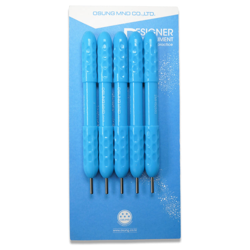 Dental Mirror, Softgrip Handle, Simple Stem, Blue, 5/pack - Osung USA