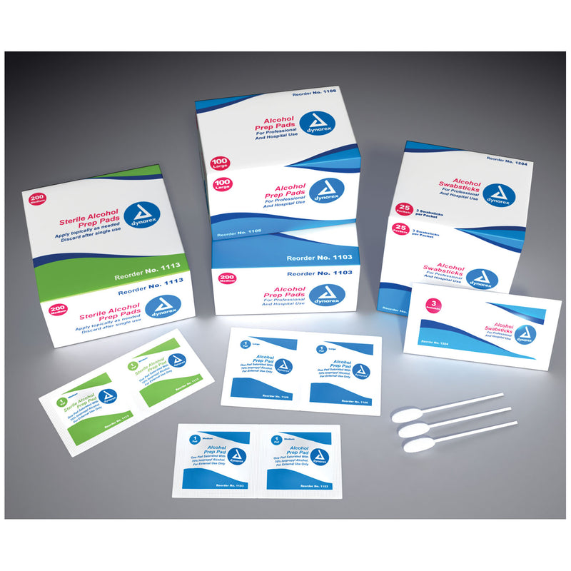 PREP PAD, ALCOHOL, MEDIUM, STERILE, 100/BX, 20 BX/CS, SOLD AS CASE DYNAREX 10000058