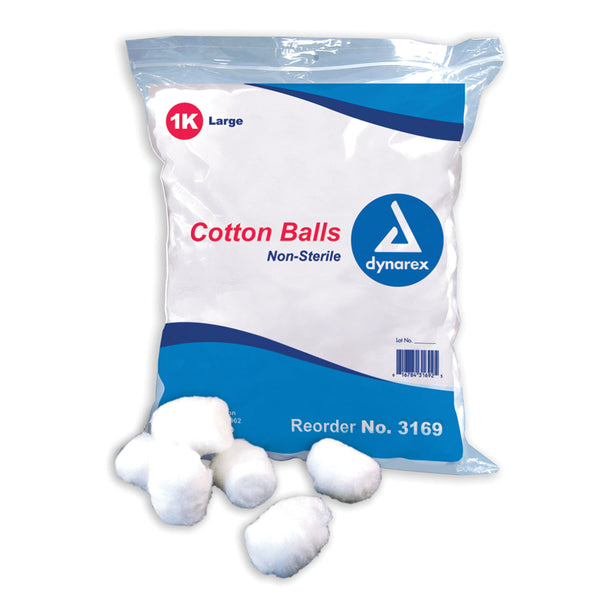 COTTON BALLS, LARGE, 1000/BG, 2 BG/CS, SOLD AS CASE DYNAREX 10000058