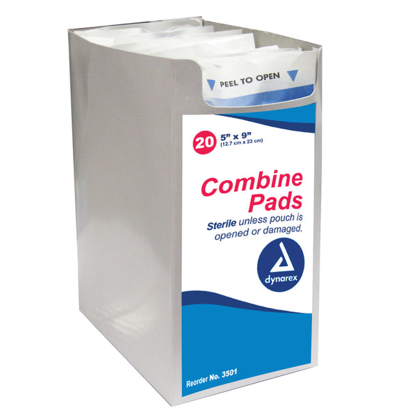 COMBINE PAD, 5" X 9", STERILE, 1/PCH, 20/TRAY, 20 TRAYS/CS, SOLD AS CASE DYNAREX 10000058