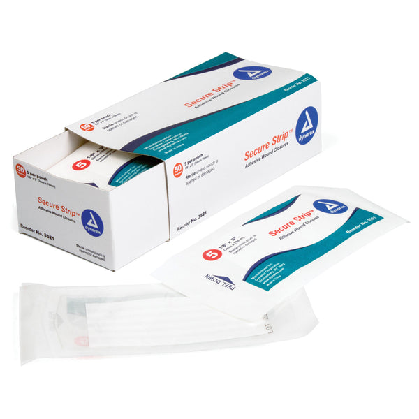 WOUND CLOSURE STRIPS, ¼" X 4", 5/CARD, 2 CARDS/PCH, 50 PCH/BX, 4 BX/CS, SOLD AS CASE DYNAREX 10000058