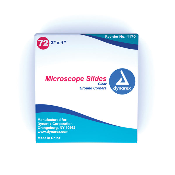 MICROSCOPE SLIDES, CLEAR, CORNER GROUNDED, 3" X 1", 72/BX, 20 BX/CS, SOLD AS CASE DYNAREX 10000058