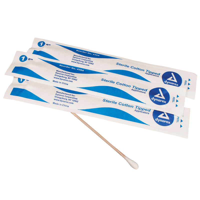 COTTON-TIPPED APPLICATOR, 6" X 1/12", STERILE, 1/PK, 100 PK/BX, 10 BX/CS, SOLD AS CASE DYNAREX 10000058