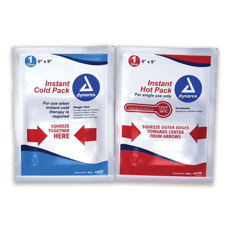 Dynarex Instant Cold & Hot Packs Instant Hot Pack, 5" X 9", 24/Cs -4516