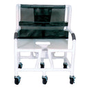 SHOWER CHAIR, 18" INTERNAL WIDTH, 3" X 1¼" HEAVY DUTY THREADED STEM CASTERS, OPEN FRONT SOFT SEAT, SOLD AS EACH MJM 10000133