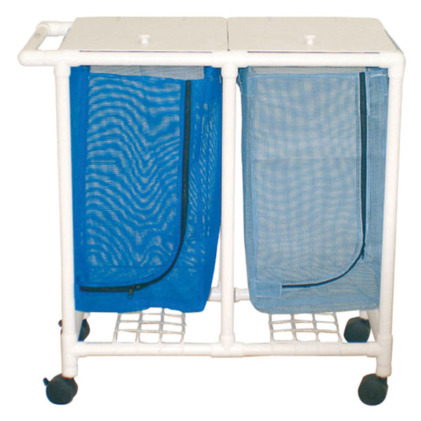 TRIPLE HAMPER, MESH BAGS 3" HEAVY DUTY THREADED STEM CASTERS, ZIPPER OPENING, BASE SUPPORT FOR BAG, PUSH/ PULL HANDLE & FOOTPEDAL, SOLD AS EACH MJM 10