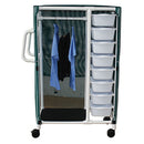 SPECIALTY CART, 4 SHELVES, 8 PULL OUT TUBS WITH MESH OR SOLID VINYL COVER, TUB SIZE: 20" X 15" X 5",, SOLD AS EACH MJM 10000133