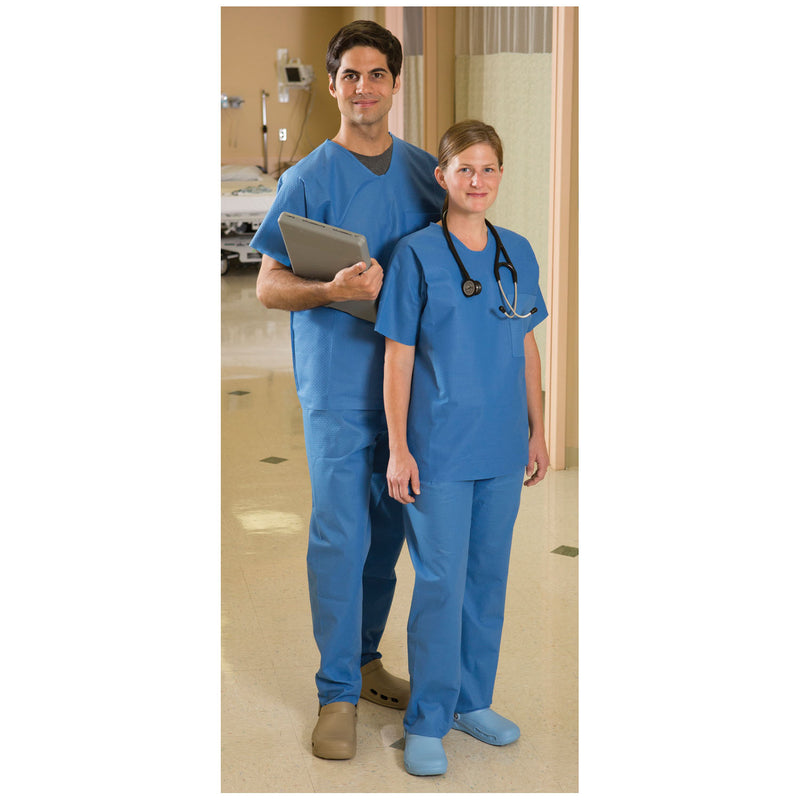 SCRUB TOP, SMALL, BLUE, V-NECK, CHEST POCKET, LIMITED USE, 60/CS, SOLD AS CASE ENCOMPASS 10000646