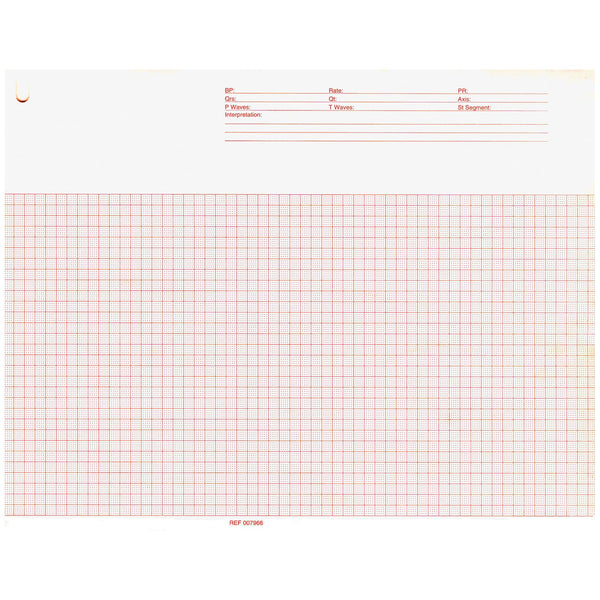 Graphic Controls Cardiology Chart Paper Chart Paper, Burdick 007966, 8 7/16" X 183 Ft, Red Grid, 10/Cs -7G30958790