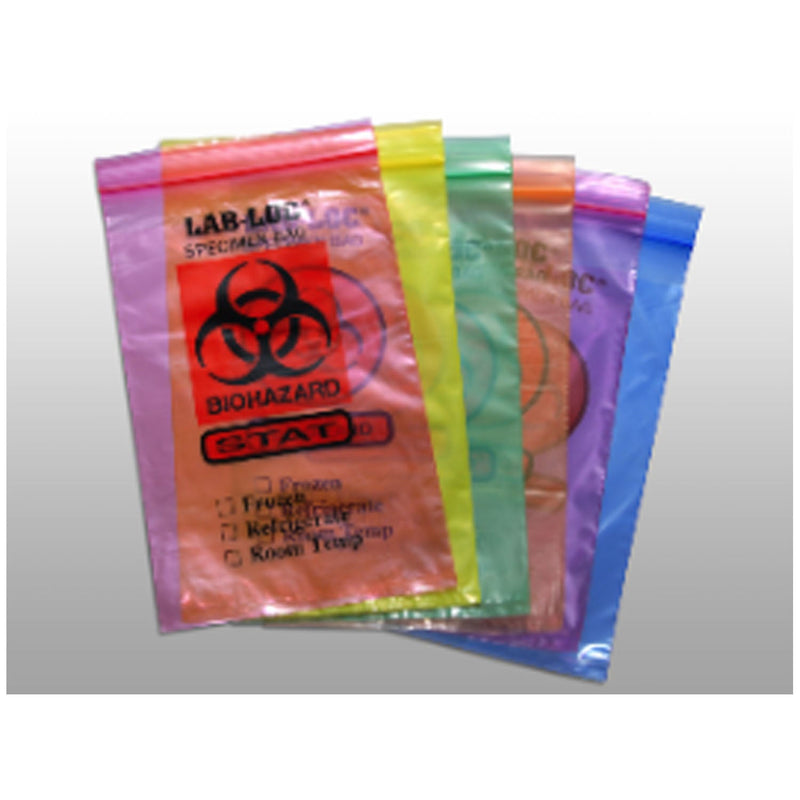 Elkay 2-Wall Specimen Transfer Bags 2-Wall Specimen Transfer Bag, Reclosable, Biohazard, Green Tint, 2 Mil, 12" X 15", 1000/Cs -LAB221215GE