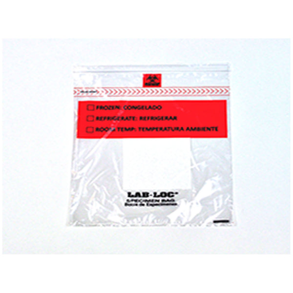 SPECIMEN BAG, SEAL-N-RIP, REMOVABLE BIOHAZARD SYMBOL, ZIPPER CLOSURE, 3-WALL, RED TINT, 1.75 MIL, 6" X 9", 100 BG/PK, 10 PK/CS, SOLD AS CASE LK 100008