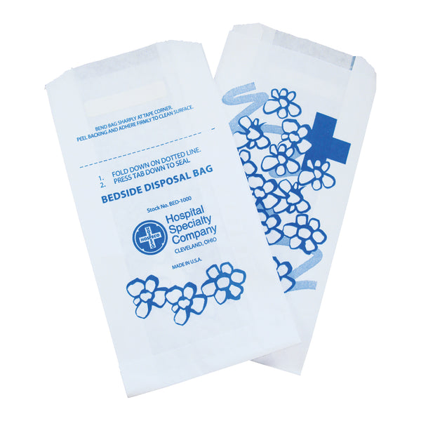 BEDSIDE BAGS WITH ADHESIVE STRIPS, 1000/CS, SOLD AS CASE HOSPECO 10000901