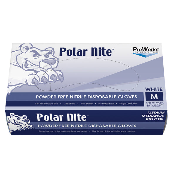 NITRILE GLOVE, POWDER-FREE, WHITE, MEDIUM, 100/BX, 10BX/CS, SOLD AS CASE HOSPECO 10000901