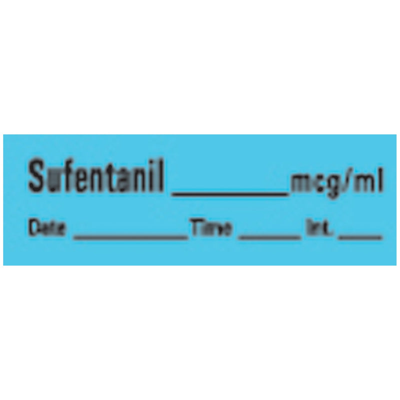 Timemed Anesthesia Drug Syringe Tape Labels Sufentanil Syringe Labels, Blue, 500"/Rl -AN-122