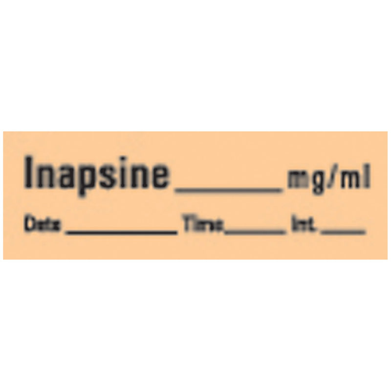 Timemed Anesthesia Drug Syringe Tape Labels Inapsine Syringe Labels, Salmon, 500"/Rl -AN-54