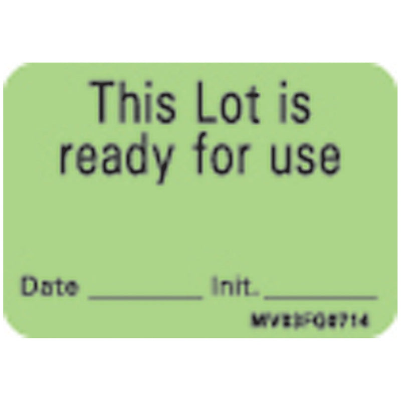 Timemed Medvision Labels This Lot Is Ready Labels For The Laboratory, 1 7/16" X 1", Fluorescent Green, 666/Rl -MV03FG0714