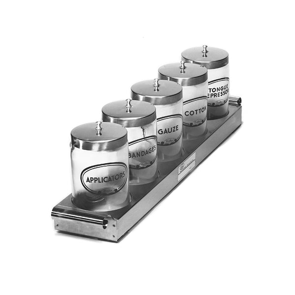 5 JARS, 7" X 4¼", BLUE LABELS, SOLD AS SET PROFEX 107