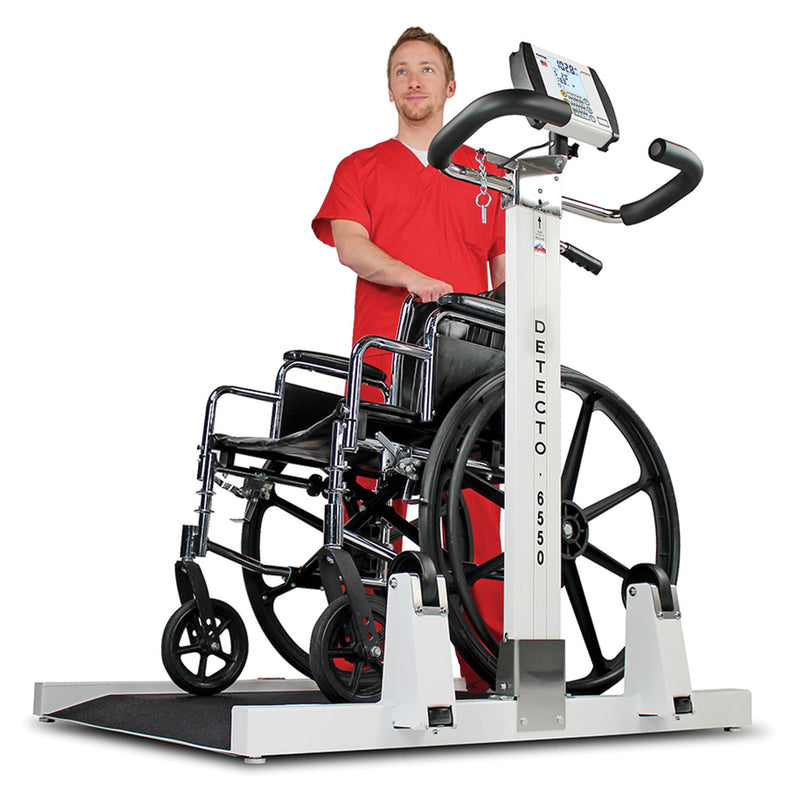 WHEELCHAIR SCALE, PORTABLE, DIGITAL, FOLDING COLUMN, 1000 LB X .2 LB, 32" X 36", SOLD AS EACH DETECTO 233