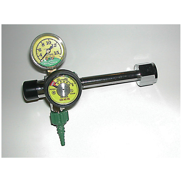 ADJUSTABLE FLOW CLICK STYLE OXYGEN REGULATORS, CONTENTS GAUGE, FOR TYPE H, K, M, S, T LARGE CYLINDERS, 1/4-8 LPM, CGA-540 HEX NUT,, SOLD AS EACH MADA 
