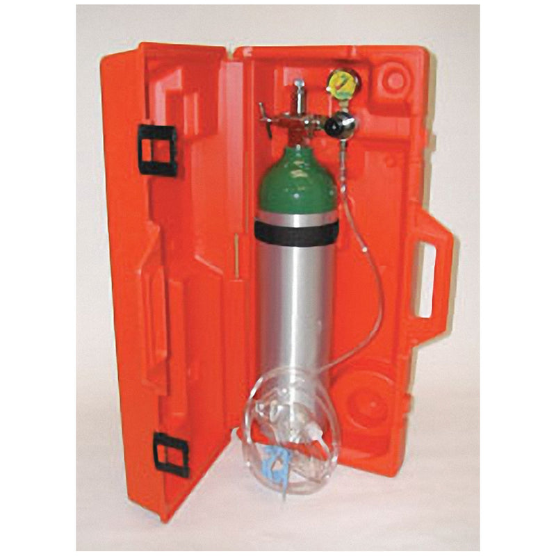 EMERGENCY OXYGEN UNIT, 1502E CYLINDER, 1441 FIXED FLOW REGULATOR , MASK & TUBE, CARRYING CASE, EMPTY, SOLD AS EACH MADA 75